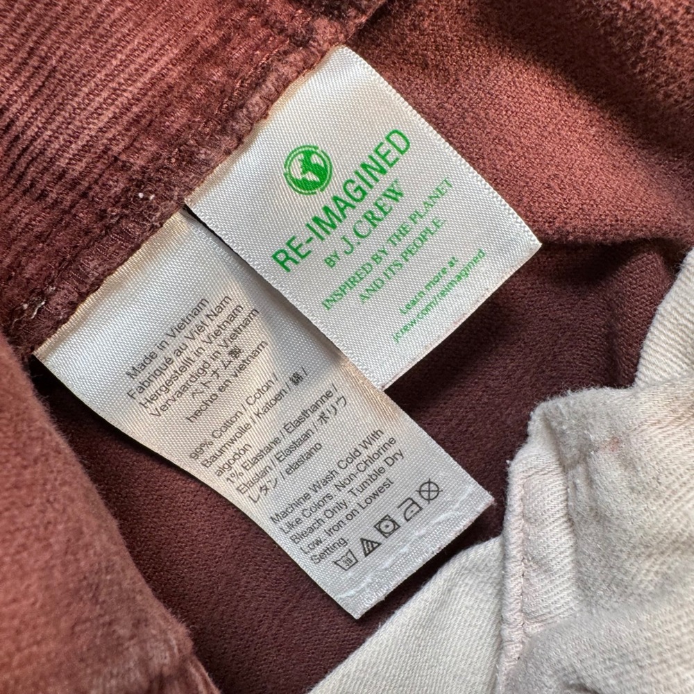 J.Crew 484 Slim Fit Corduroy Pants Mens 34x32 Maroon Stretch Re-Imagined - Picture 10 of 11